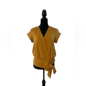 Nine West Elegant Yellow Wrap Top